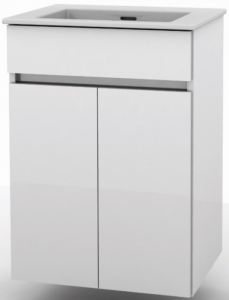Lavoare si accesorii - Set mobilier de baie alb, dulap + lavoar, 55 x 43 x 74 cm., Roca Unik Cube