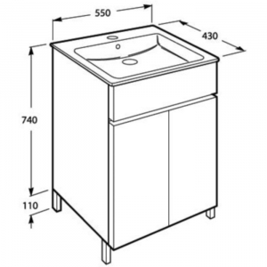 Set mobilier de baie alb, dulap + lavoar, 55 x 43 x 74 cm., Roca Unik Cube [2]