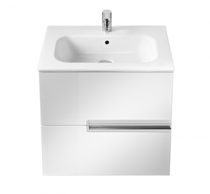 Lavoare si accesorii - Set mobilier de baie alb, dulap + lavoar, 60 x 46 x 56.5 cm., Roca Unik Victoria-N