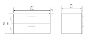 Set mobilier de baie montat, nuc, dulap + lavoar, A=44.7 x H=46 x L=79.4 cm., Cersanit 860 Lara Como 80 [1]