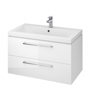 Lavoare si accesorii - Set mobilier de baie montat, alb, dulap + lavoar, A=44.7 x H=46 x L=79.4 cm., Cersanit 859 Lara Como 80