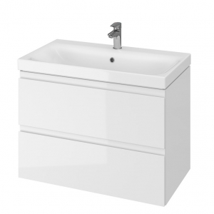 Lavoare si accesorii - Set mobilier de baie nemontat, alb, dulap + lavoar, A=44.7 x H=62 x L=79.5 cm., Cersanit 975 Moduo 80
