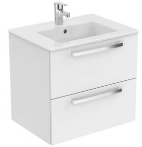 Lavoare si accesorii - Set mobilier de baie suspendat alb lucios dulap + lavoar 61 x 56,5 x 45 cm Ideal Standard gamaTempo