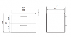 Set mobilier de baie montat, nuc, dulap + lavoar, A=44.7 x H=45.2 x L=59.4 cm., Cersanit 858 Lara Como 60 [2]