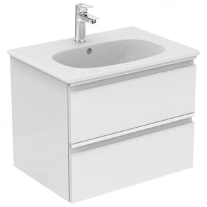 Lavoare si accesorii - Set mobilier de baie suspendat alb lucios dulap + lavoar 60 x 49 x 44 cm Ideal Standard gama Tesi