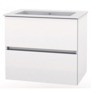Lavoare si accesorii - Set mobilier de baie alb, dulap + lavoar, 65 x 43 x 55 cm., Roca Unik Cube