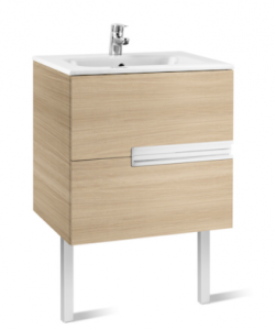 Lavoare si accesorii - Set mobilier de baie stejar, dulap + lavoar, 60 x 46 x 56.5 cm., Roca Unik Victoria-N