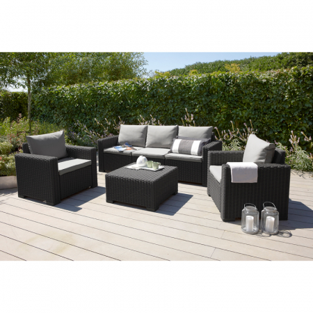 Seturi de mobilier - Set mobilier de gradina, canapea cu 3 locuri, grafit, Keter California