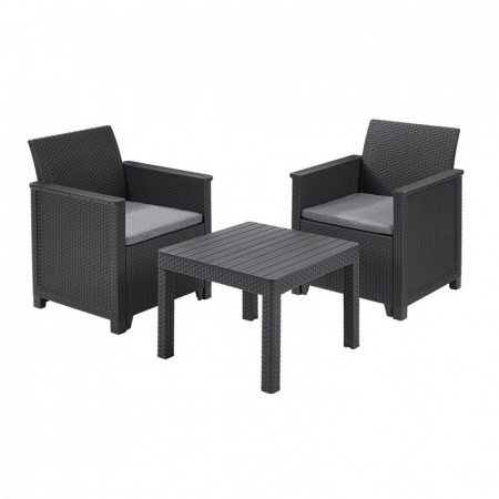 Casa si gradina - Set mobilier de gradina, 2 locuri, grafit, Keter Emma