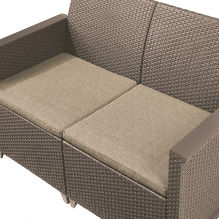 Set mobilier de gradina, 4 locuri si masa cu spatiu de depozitare, cappuccino, Keter Emma [2]