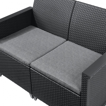 Set mobilier de gradina, 4 locuri si masa cu spatiu de depozitare, grafit, Keter Emma [3]