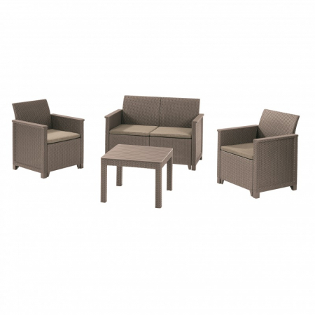 Mobilier de gradina - Set mobilier de gradina, 4 locuri, cappuccino, Keter Emma