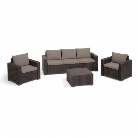 Mobilier de gradina - Set mobilier de gradina canapea, 3 locuri, maro, Keter California