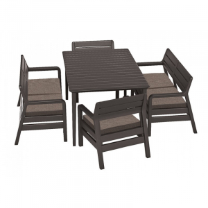 Casa si gradina - Set mobilier de gradina, maro, cu masa Lima, Keter Delano