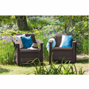 Set mobilier de gradina, fara masa, maro, Keter Corfu Rest [6]