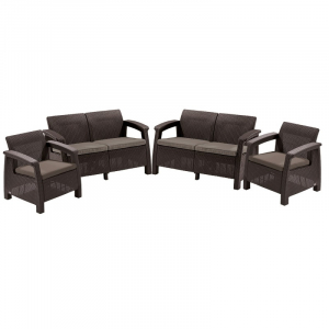 Seturi de mobilier - Set mobilier de gradina, fara masa, maro, Keter Corfu Rest