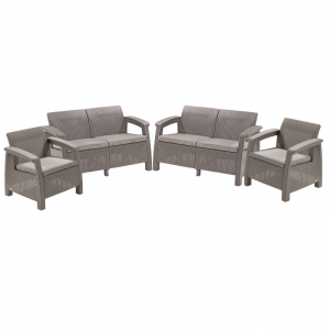 Seturi de mobilier - Set mobilier de gradina, fara masa, cappucino, Keter Corfu Rest