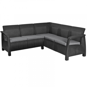 Casa si gradina - Set mobilier de gradina, fara masa, grafit, Keter Corfu Relax