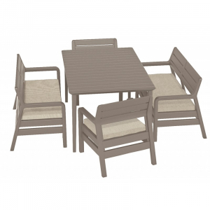 Casa si gradina - Set mobilier de gradina, cappucino, cu masa Lima, Keter Delano