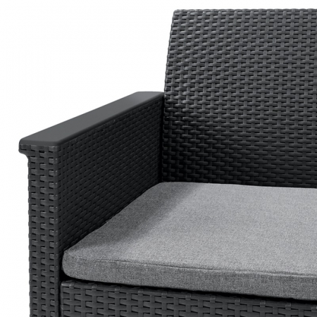 Set mobilier de gradina, 2 locuri si masa cu spatiu depozitare, grafit, Keter Emma [3]