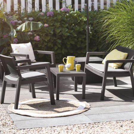 Seturi de mobilier - Set mobilier de gradina, grafit, cu perne, Keter Emily Patio