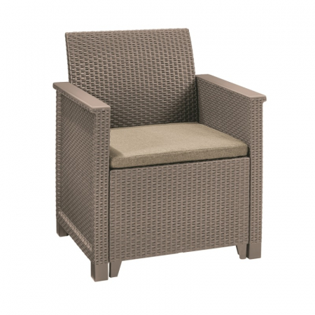 Set mobilier de gradina, 2 locuri si masa cu spatiu depozitare, cappuccino, Keter Emma [1]