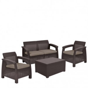 Seturi de mobilier - Set mobilier de gradina, maro, Keter Corfu Box