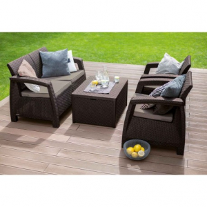 Set mobilier de gradina, maro, Keter Corfu Box [1]