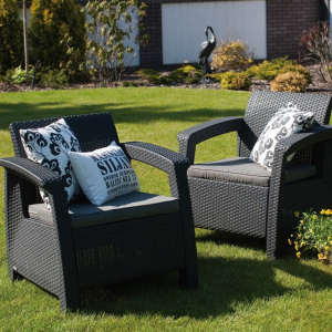 Set mobilier de gradina, fara masa, grafit, Keter Corfu Rest [4]