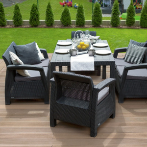 Set mobilier de gradina, fara masa, grafit, Keter Corfu Rest [1]
