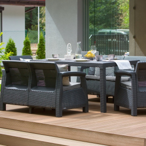 Set mobilier de gradina, fara masa, grafit, Keter Corfu Rest [2]