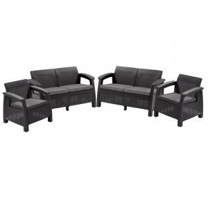 Seturi de mobilier - Set mobilier de gradina, fara masa, grafit, Keter Corfu Rest