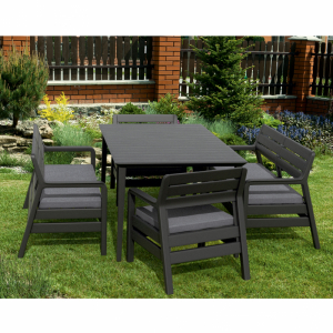 Set mobilier de gradina, grafit, cu masa Lima, Keter Delano [6]