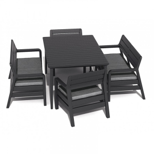 Casa si gradina - Set mobilier de gradina, grafit, cu masa Lima, Keter Delano