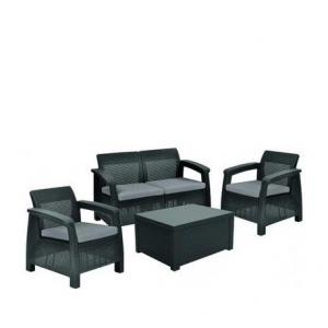 Seturi de mobilier - Set mobilier de gradina, grafit, Keter Corfu Box