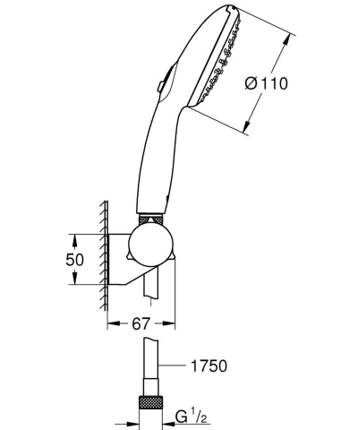 Set para de dus Grohe Tempesta 110, suport de perete ajustabil, sistem anti-calcar, crom [4]