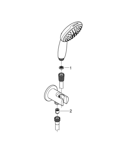 Set para de dus Grohe Tempesta 110, universala, 2 functii, 110 mm, cot iesire/furtun, negru [1]