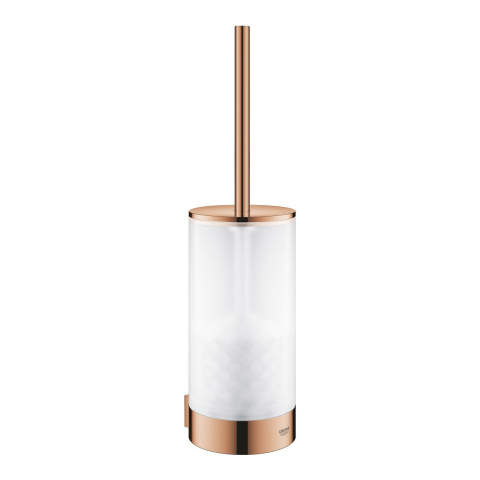 Obiecte sanitare - Set perie WC Grohe Selection, montare pe perete, fixare ascunsa, sticla/metal, cupru lucios