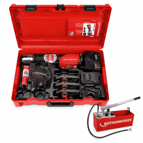Dispozitive pentru tevi - Set presa tevi ROMAX 4000 M 15-22-28 mm, 18V 4Ah EU CAS