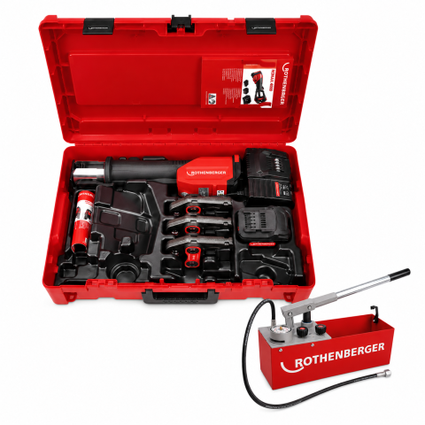Dispozitive pentru tevi - Set presa tevi ROMAX 4000 SV 15-22-28 mm, 18V 4Ah EU