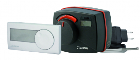 Servoregulatoare - Set reglare temperatura ambianta: unitate de camera cu afişaj iluminat cu transmisie RF (fara fir), servomotor 6Nm cu afişaj şi joystick pentru reglare locala, limite tur min/max ajustabile
