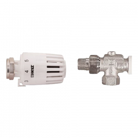 Robineti pentru calorifere - Set robinet radiator coltar, 1/2", cap + tur, Herz