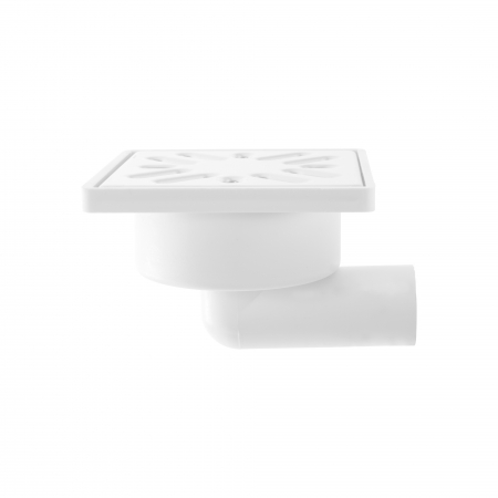 Obiecte sanitare - Sifon pardoseala, Ø 32 mm, 100 x 100 mm, cu gratar inox, iesire laterala, Styron