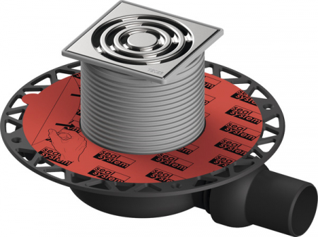 Sifoane TECEdrainpoint S - Sifon complet extraplat TECEdrainpointS 112, margine cromata, evacuare laterala DN 50, intrare DN40