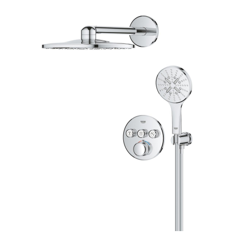 Set sistem de dus Grohe Grohtherm 310 montare pe perete, termostat, incastrata, cartus ceramic, diverter 3 cai, corp instalare inclus, crom [2]
