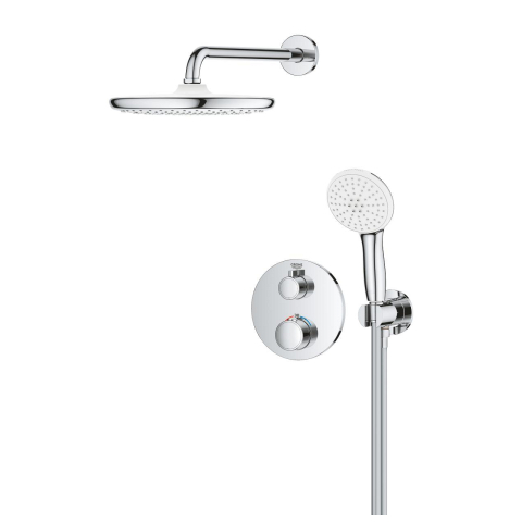 Set sistem de dus Grohe Grohtherm tempesta 250, montare pe perete, termostat, diverter, cartus ceramic, corp instalare inclus, crom [2]