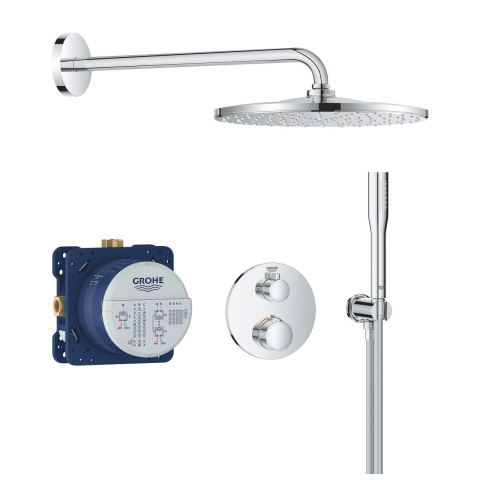 Sisteme de dus - Set sistem de dus Grohe Grohtherm Rainshower Mono 310 incastrat, termostat, diverter, dus fix, para dus, corp instalare inclus, crom