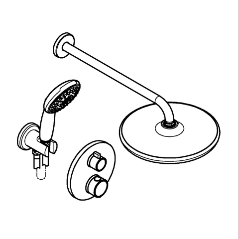 Sisteme de dus - Set sistem de dus Grohe Precision Cube, incastrat, termostat, diverter, dus rotund, 1 jet, corp instalare inclus, negru