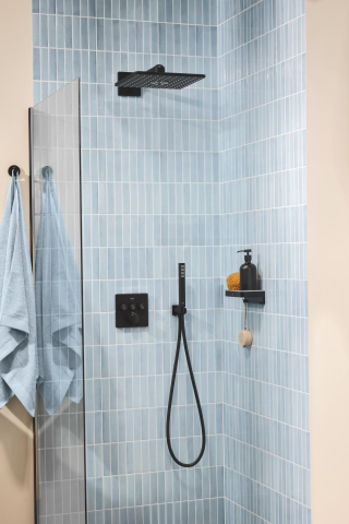 Set sistem de dus Grohe Precision smctr sq conc 3 functii shw 310, patrata, montare pe perete, incastrata, termostat, diverter cu 3 cai, dus fix, 2 jeturi, negru mat [13]