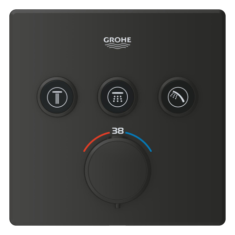Set sistem de dus Grohe Precision smctr sq conc 3 functii shw 310, patrata, montare pe perete, incastrata, termostat, diverter cu 3 cai, dus fix, 2 jeturi, negru mat [5]